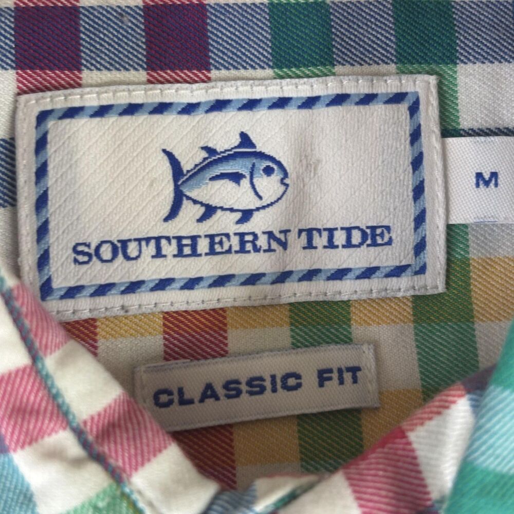 Southern Tide Shirt Mens Medium Multicolor Gingham Classic Fit Button Down Plaid - Picture 6 of 13